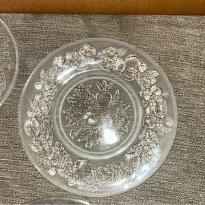 Glass House Elegant Clear Glass Plate with Intricate Design Five Fruits